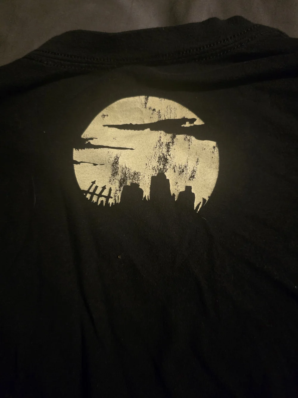 Hanes Black Long-Sleeve The Haunted Mansion Graphic Tee with Yellow Accents